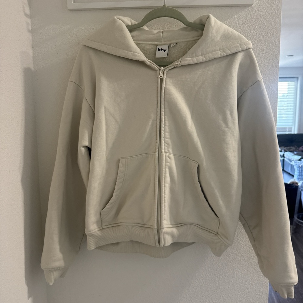 Khy Zip-Up Hoodie in ECRU